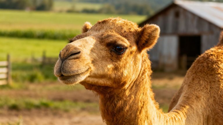 Kameel op een boerderij